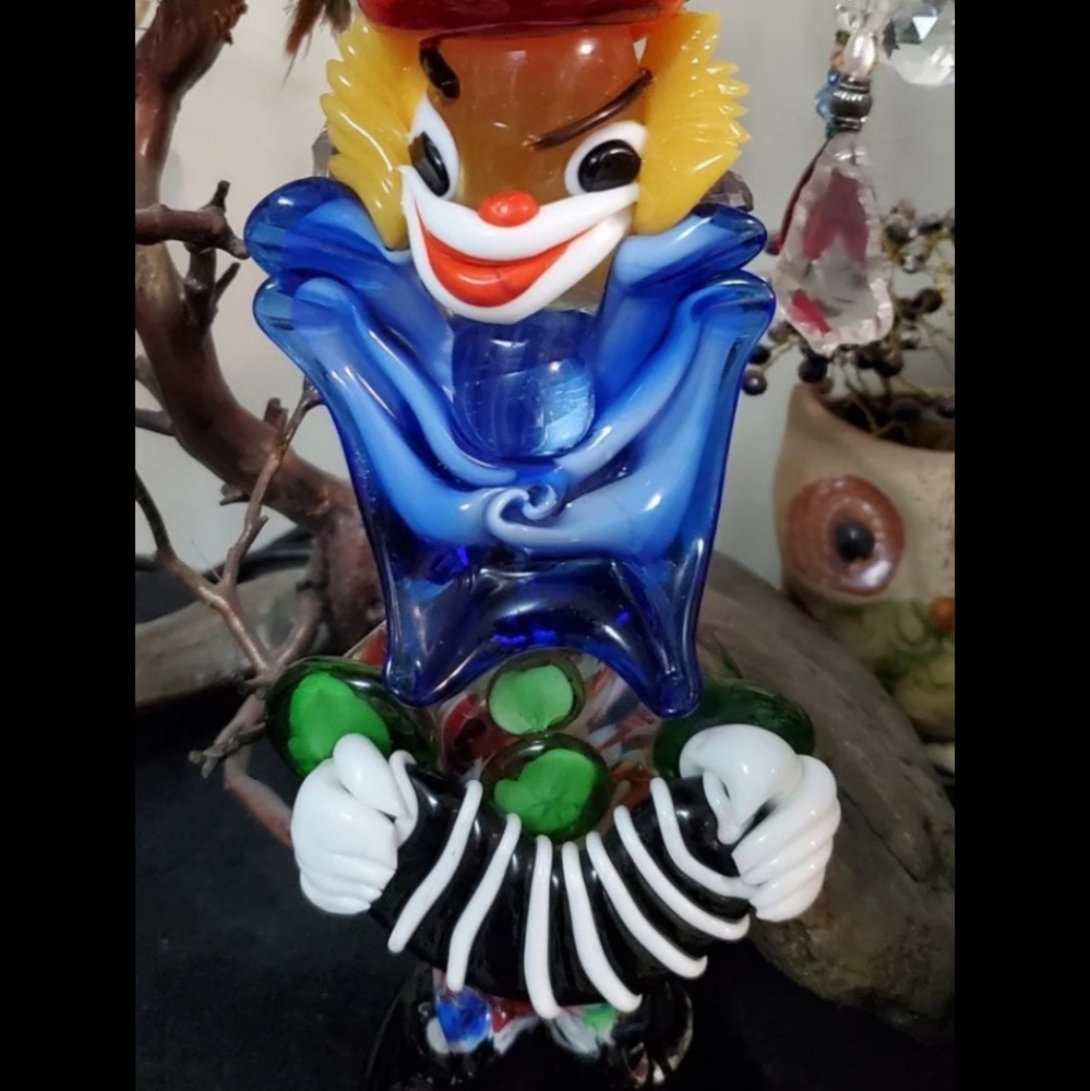 Large Murano Glass Clown playing accordion
